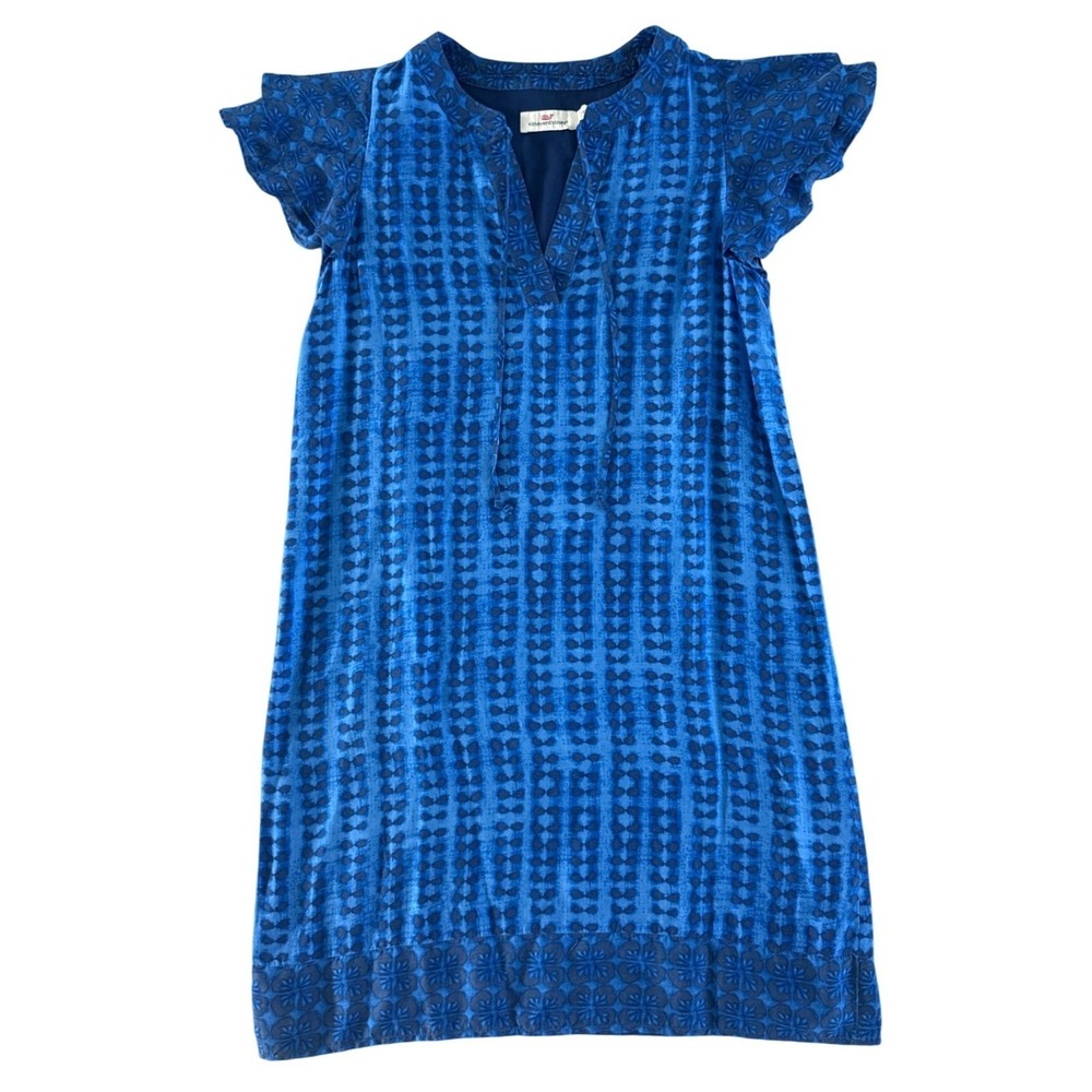 Vineyard Vines Womens Shibori Vineyard Silk Blend Mini Dress Tunic Blue XXS $248